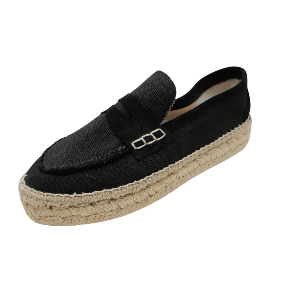 Carmen Saiz Spain Canvas Platform Penny Loafer Espadrilles EU 39 US 8.5 New
